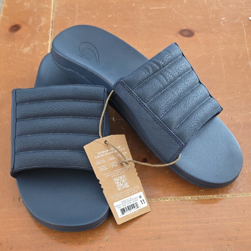 OluKai Ocean Blue Slide Sandals